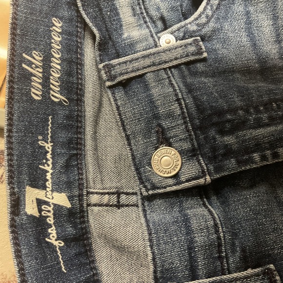 7 For All Mankind Ankle Skinny Jeans Frayed Hem Blue Denim Size 25 - Picture 6 of 7